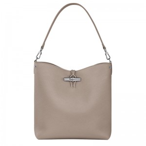 Beige Longchamp Le Roseau M Women Shoulder Bag | US-816FBLRYW