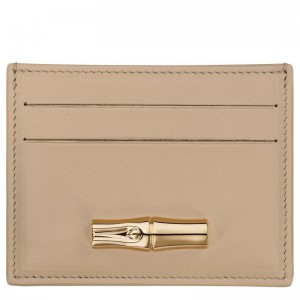 Beige Longchamp Le Roseau Women Card Holder | US-394MSAJXP