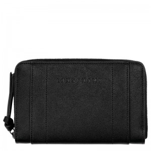 Black Longchamp 3D Women Wallet | US-928ZKCLUX