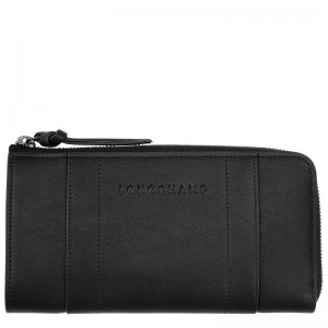 Black Longchamp 3D Zip Around Men Wallet | US-240QEVFXL
