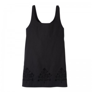 Black Longchamp Embroidered Canvas Women Dress | US-357ZIPBHJ