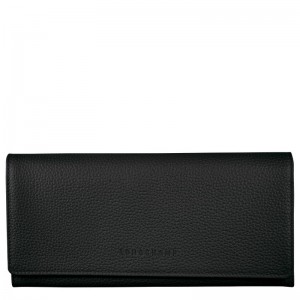 Black Longchamp Le Foulonné Continental Women Wallet | US-916VLMAOY