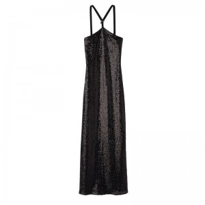 Black Longchamp Long Women Dress | US-692XMLEBW