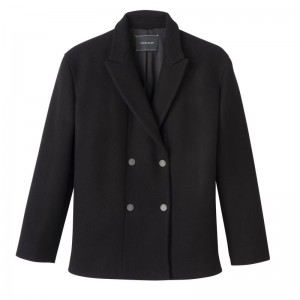 Black Longchamp Straight Short Women Coat | US-049CQKYSG