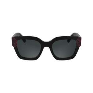 Black / Red Longchamp Acetate Women Sunglasses | US-965JRZUGW