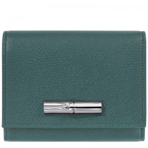 Blue Green Longchamp Le Roseau Women Wallet | US-108ETKULR
