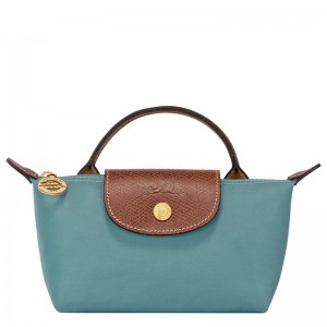 Blue Longchamp Le Pliage Original With Handle Women Pouch | US-091BYEVMA