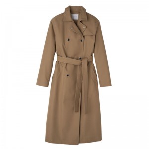 Brown Longchamp Gabardine Women Trench Coat | US-316THMRWU