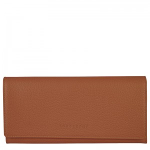Brown Longchamp Le Foulonné Continental Women Wallet | US-842OYPJAN