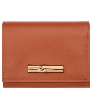 Brown Longchamp Le Roseau Compact Women Wallet | US-584ZPEAOU