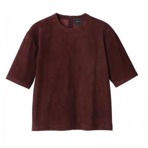 Burgundy Longchamp Short Leather Women Top | US-042QATPCX