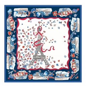 Cream Longchamp Equestrian Tower 50 Women Scarf | US-659JNOCMK
