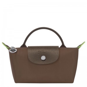 Dark Brown Longchamp Le Pliage Green With Handle Women Pouch | US-213OEVPUQ
