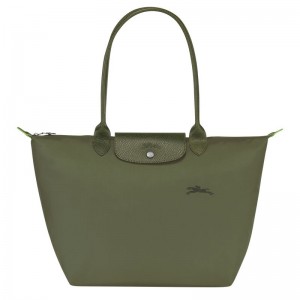 Dark Green Longchamp Le Pliage Green L Women Tote Bag | US-142CEASXD