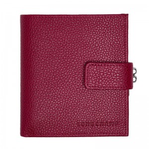 Dark Pink Longchamp Le Foulonné Compact Women Wallet | US-871FRLSVY