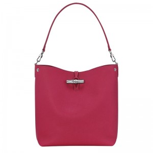 Dark Pink Longchamp Le Roseau M Women Shoulder Bag | US-731VALUNQ