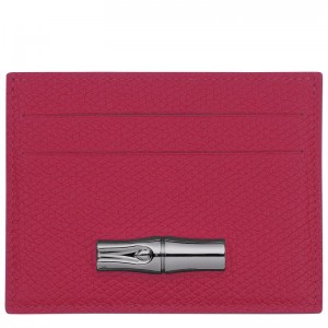 Dark Pink Longchamp Le Roseau Women Card Holder | US-834MOALYT