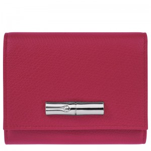 Dark Pink Longchamp Le Roseau Women Wallet | US-314CDAYWV
