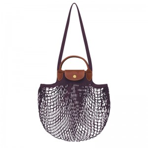 Dark Purple Longchamp Le Pliage Filet L Women Mesh Bag | US-681IVLDZK