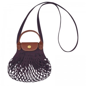 Dark Purple Longchamp Le Pliage Filet Xs Women Mesh Bag | US-401FAGKQC
