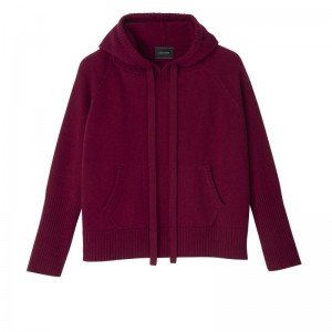 Dark Red Longchamp Hoodie Women Jumper | US-256YSJTIQ
