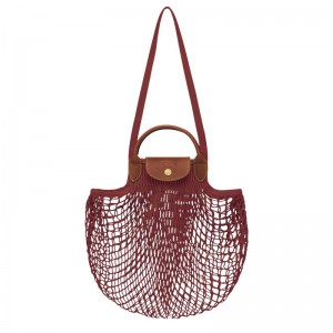 Dark Red Longchamp Le Pliage Filet L Women Mesh Bag | US-359IWOKYZ