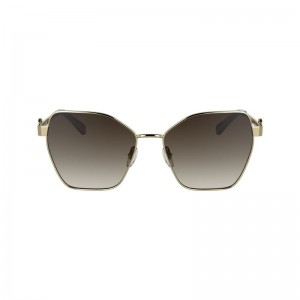 Gold / Brown Longchamp Metal Women Sunglasses | US-654NMWJCT