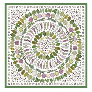 Green Longchamp Herbarium 90 Women Scarf | US-561URSQKX
