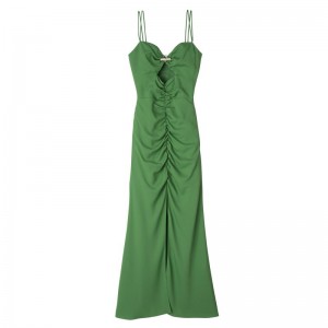 Green Longchamp Midi Women Dress | US-415RCJMPG
