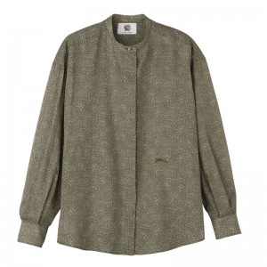 Green Longchamp Printed Veil Women Shirts | US-063QOTWYF