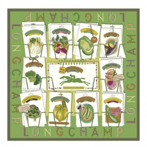 Green / Multicolor Longchamp In The Vegetable Garden 70 Women Scarf | US-369MPVQIK