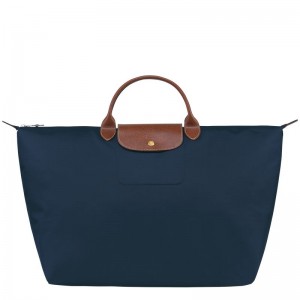Navy Longchamp Le Pliage Original L Men Travel Bag | US-397SFJMWO