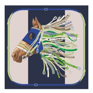 Navy Longchamp Tête De Cheval 90 Women Scarf | US-340FVWCJR