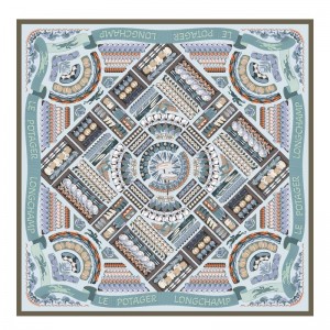 Navy Longchamp Vegetable Garden 90 Women Scarf | US-635GHUWFE