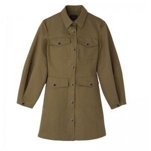 Olive Longchamp Canvas Women Dress | US-893UNXBPK