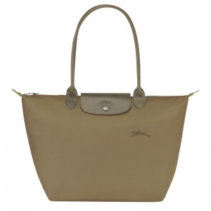 Olive Longchamp Le Pliage Green L Women Tote Bag | US-970UNZTFC