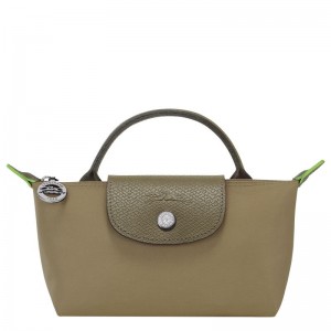 Olive Longchamp Le Pliage Green With Handle Men Pouch | US-865BCTLUV