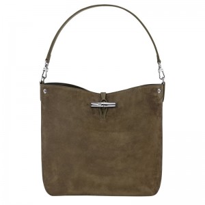 Olive Longchamp Le Roseau M Women Hobo Bag | US-396DYIVOW