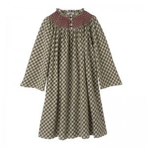 Olive Longchamp Vichy Jacquard Women Dress | US-972JWMYRS