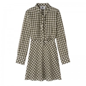 Olive Longchamp Vichy Jacquard Women Dress | US-736NZHSQL