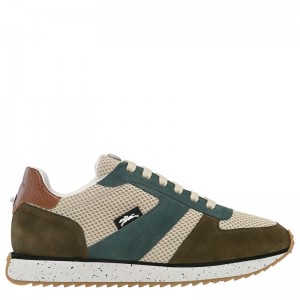 Olive / Blue Longchamp Le Pliage Green Women Sneakers | US-657XPJBQY