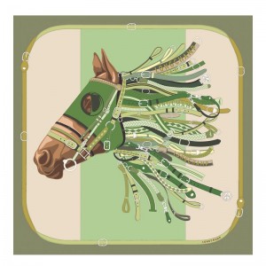 Olive / Multicolor Longchamp Tête De Cheval 90 Women Scarf | US-726XRAJVB