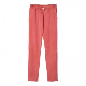 Pink Longchamp Leather Straight Women Pants | US-139QPKFOT