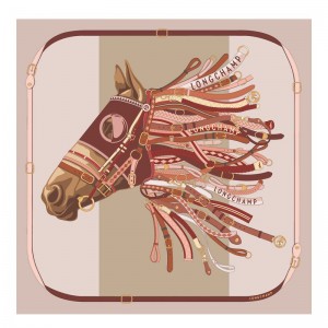 Pink / Multicolor Longchamp Tête De Cheval 90 Women Scarf | US-460XHZNLY
