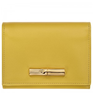 Yellow Longchamp Le Roseau Compact Women Wallet | US-678ZTQPXW