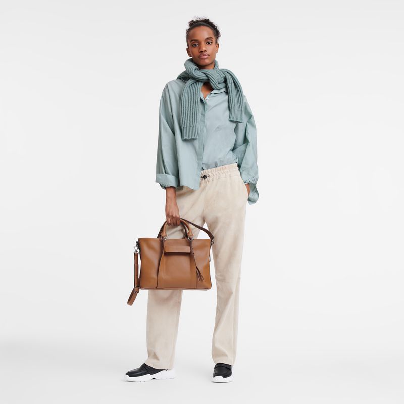 Beige Longchamp 3D L Women Handbag | US-479LBUIHC