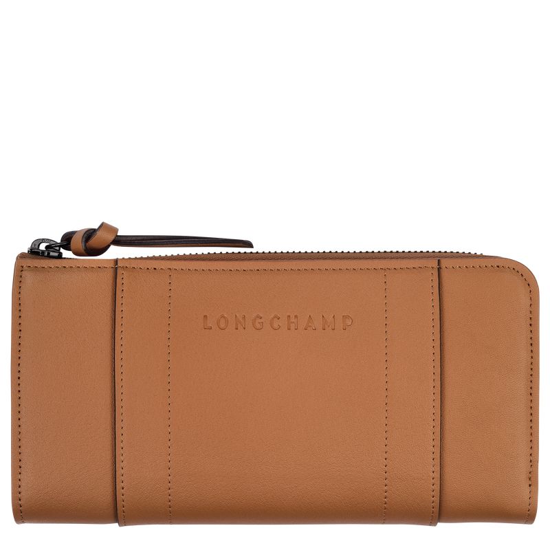 Beige Longchamp 3D Zip Around Men Wallet | US-651JOZXAQ