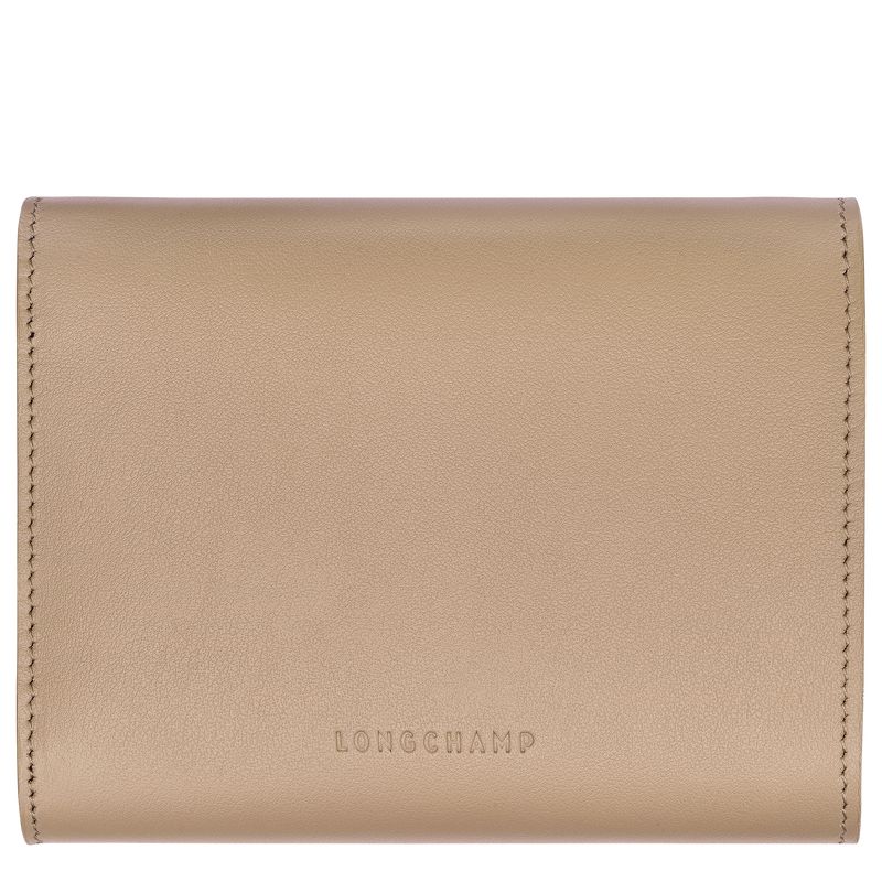 Beige Longchamp Le Roseau Compact Women Wallet | US-164UYKARL