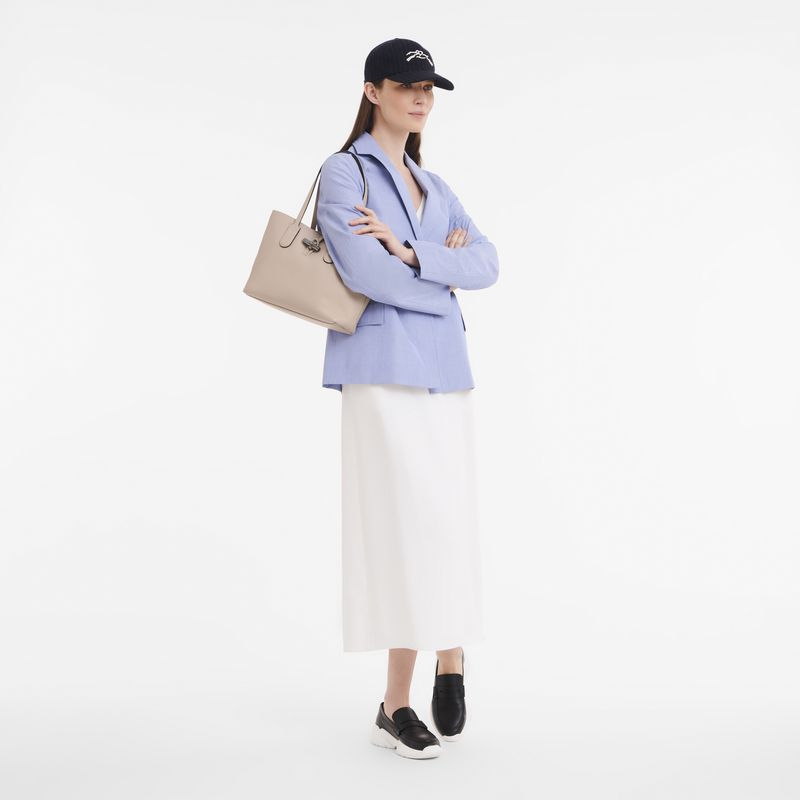 Beige Longchamp Le Roseau Essential M Women Tote Bag | US-319AENTDK