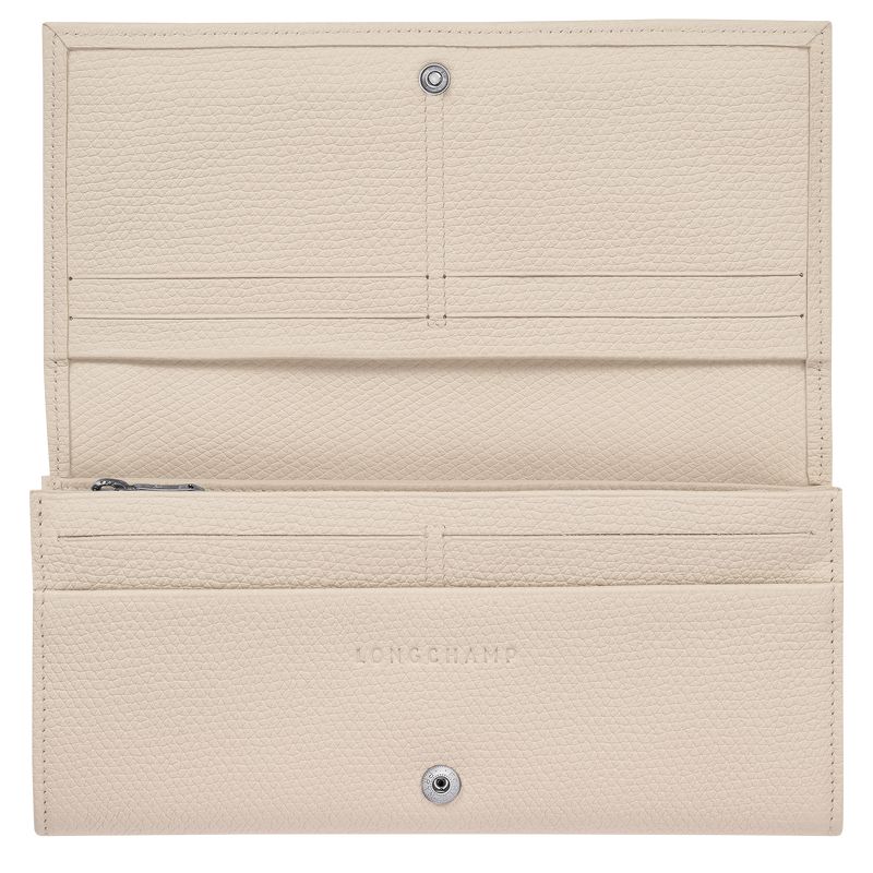 Beige Longchamp Le Roseau Flap Women Wallet | US-084DLAOFR